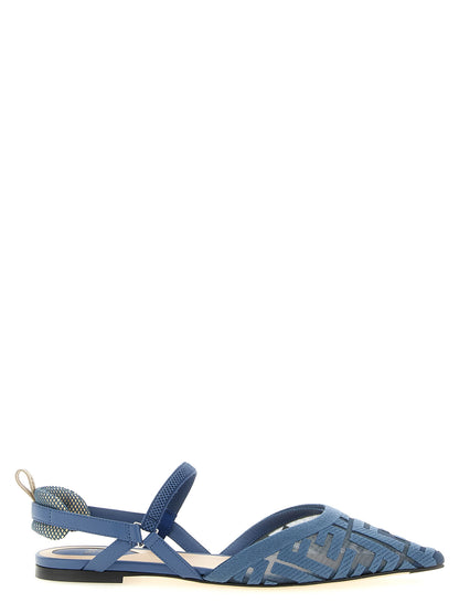 Fendi Blue Polyamide Flat Sandals