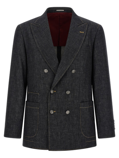 Brunello Cucinelli Blue Cotton Blazer