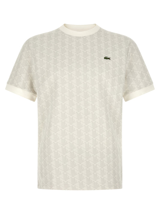 This Sweater by Lacoste for men in polyester crocodile leather & cotton beige, green, patterned, jacquard & monogram presents a understated silhouette, featuring a sophisticated crew neckline and for a understated finish.