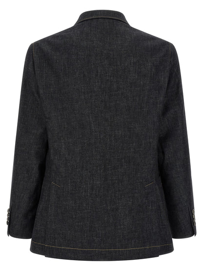 Brunello Cucinelli Blue Cotton Blazer