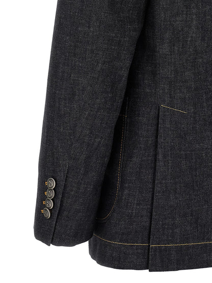 Brunello Cucinelli Blue Cotton Blazer
