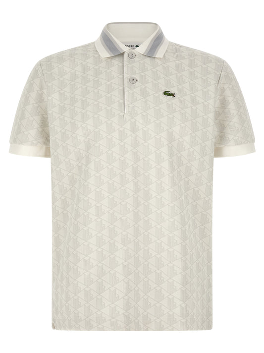 Polo Shirt by Lacoste for men in crocodile skin leather & polyester green, white, patterned, jacquard, monogram & striped presents a crisp silhouette, artfully detailed with a crisp short-sleeve and crisp .