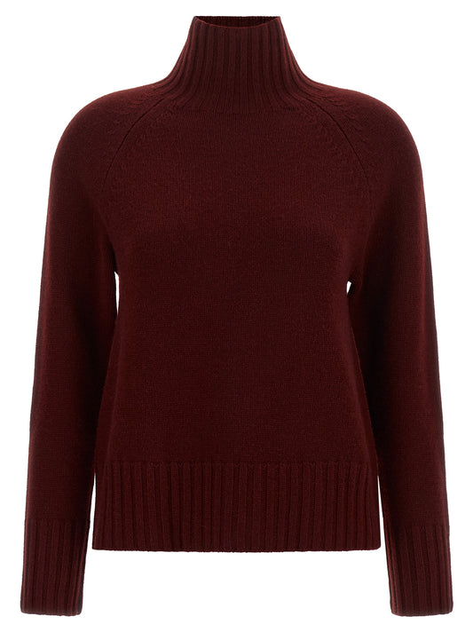 Cardigan by S Max Mara for women in cashmere bordeaux, burgundy & patterned features a nuanced silhouette with a refined high-neck neckline and nuanced detailing for a sophisticated look.