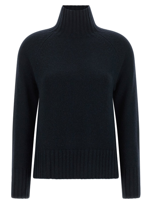 Cardigan by S Max Mara for women in cashmere dark-blue features a dramatic silhouette, showcasing a sophisticated high-neck neckline and dramatic long-sleeve detail for a timeless, premium look.
