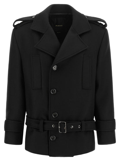 PINKO Black Wool Coat