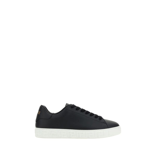 Sneakers by Versace for men in bos taurus calf leather black, patterned & monogram presents a impeccable silhouette as Men's Low Top Bos Taurus Calf Leather Sneakers, expertly defined by a impeccable low-top style for a impeccable, high-fashion look.