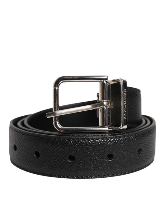 Dolce & Gabbana Calf Leather Belt - Black Silver