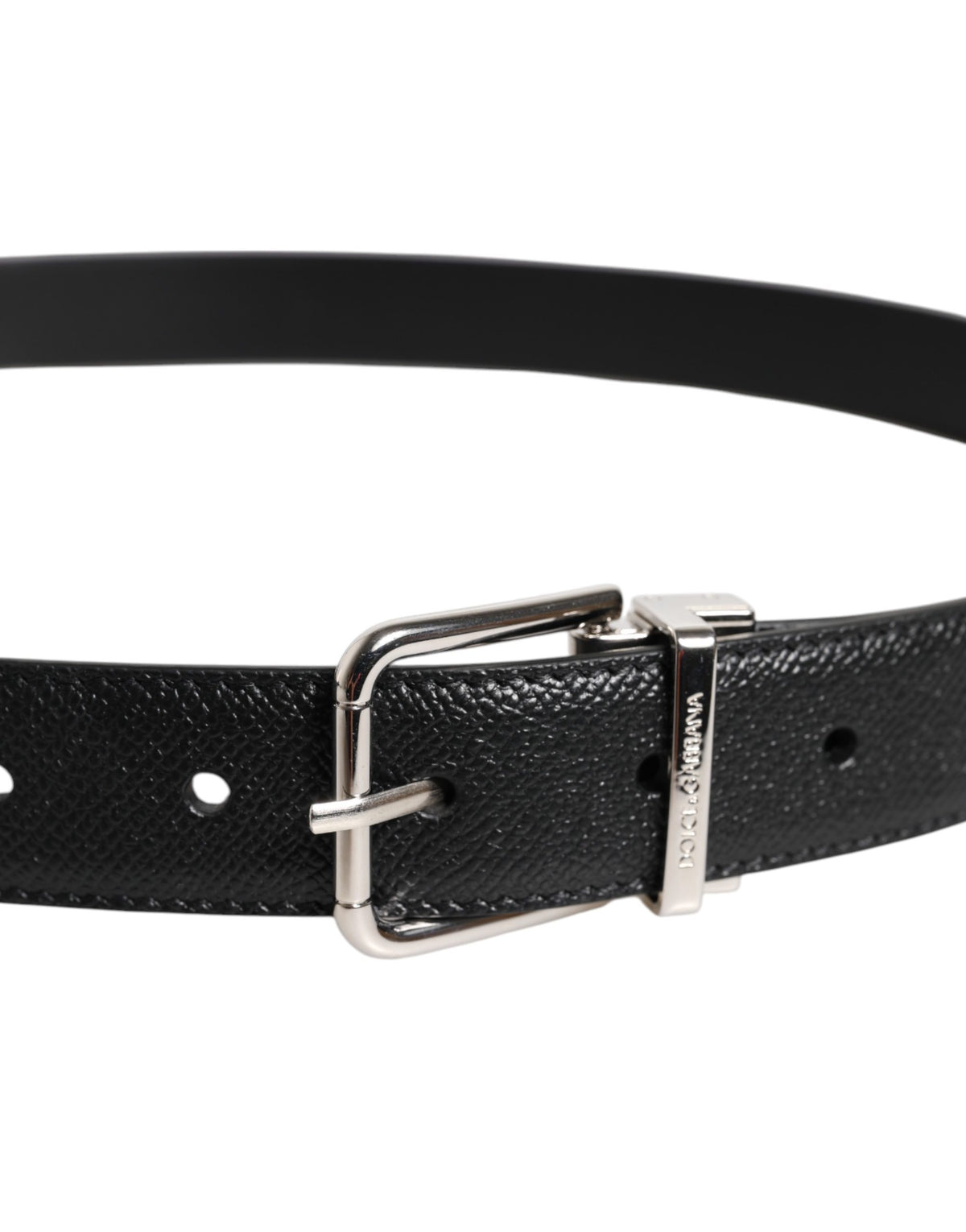 Dolce & Gabbana Calf Leather Belt - Black Silver