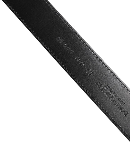 Dolce & Gabbana Black Calf Leather Classic Silver Buckle Belt