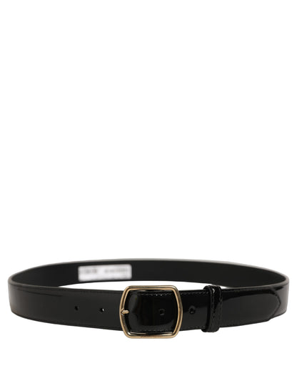 Dolce & Gabbana Black Patent Leather Gold Metal Buckle Belt