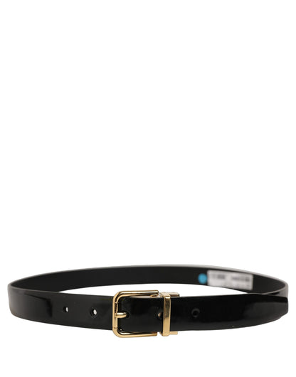 Dolce & Gabbana Black Classic Leather Gold Tone Buckle Belt