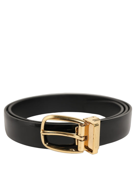 Dolce & Gabbana Leather & Metal Belt - Black Gold