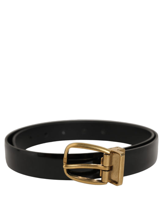 Belt by Dolce & Gabbana for men in leather & metal black & gold features an artisanal silhouette, showcasing the artisanal craftsmanship of the Leather & Metal Belt collection for a artisanal finish.