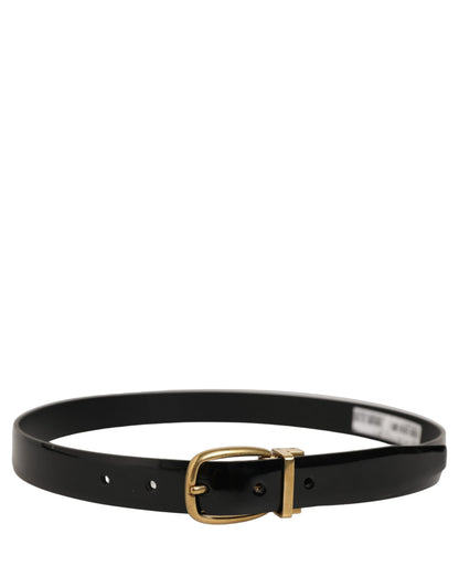 Dolce & Gabbana Black Classic Leather Gold Tone Buckle Belt