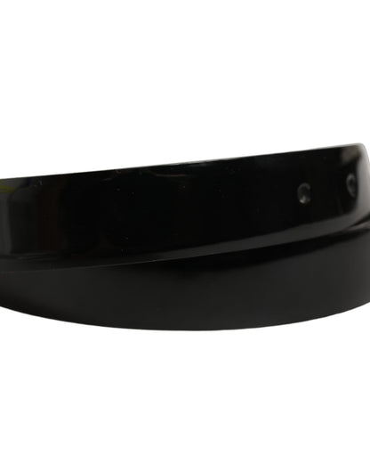 Dolce & Gabbana Black Classic Leather Gold Tone Buckle Belt