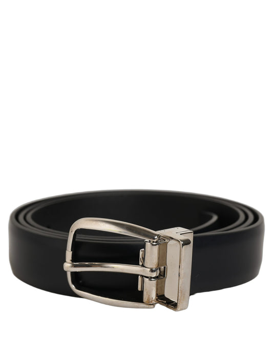 Dolce & Gabbana Calf Leather Belt - Dark Blue Silver