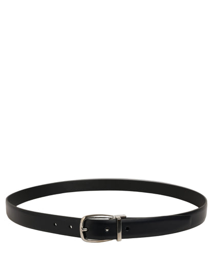 Dolce & Gabbana Blue Calf Leather Silver Metal Buckle Belt