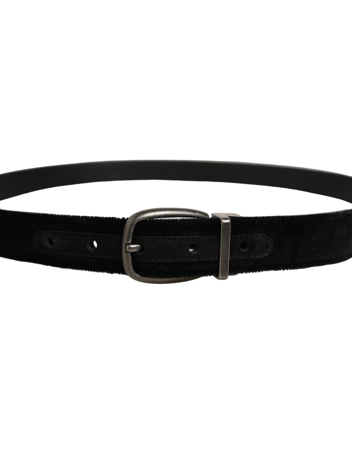 Dolce & Gabbana Calf Leather & Cotton Belt - Black Silver