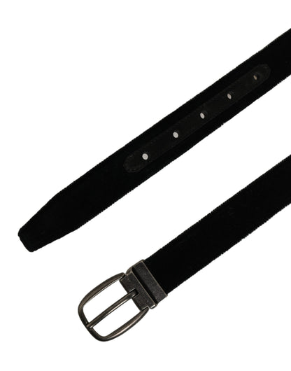 Dolce & Gabbana Calf Leather & Cotton Belt - Black Silver