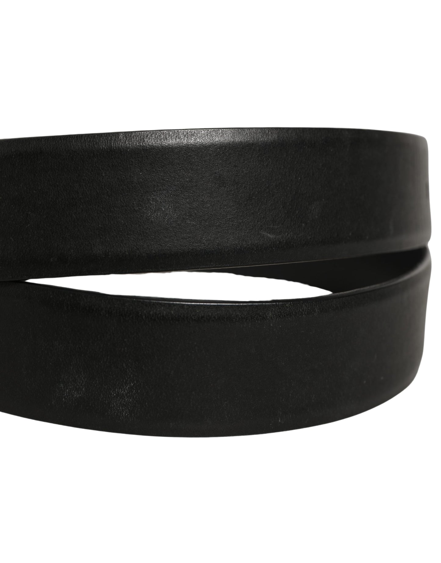 Dolce & Gabbana Black Calf Leather Classic Silver Buckle Belt