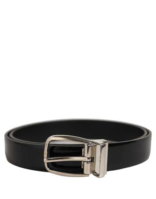 Dolce & Gabbana Leather & Metal Belt - Black Silver