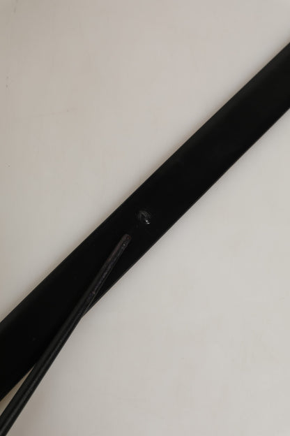 Dolce & Gabbana Black Leather Silver Tone Metal Buckle Belt