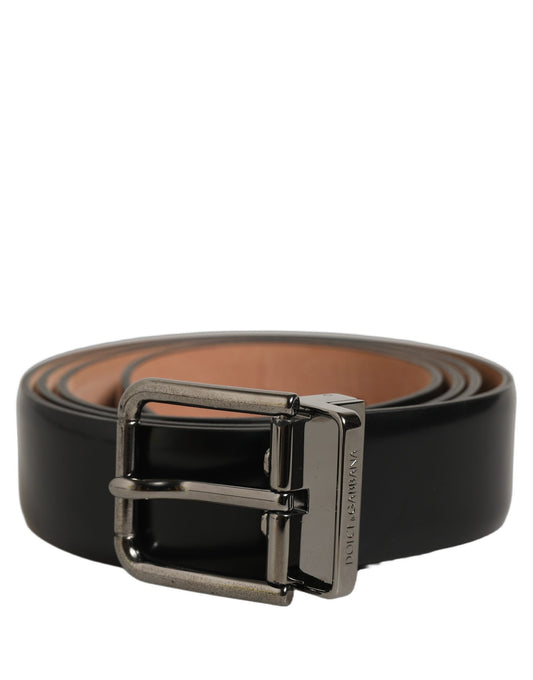 Dolce & Gabbana Calf Leather Belt - Black Silver
