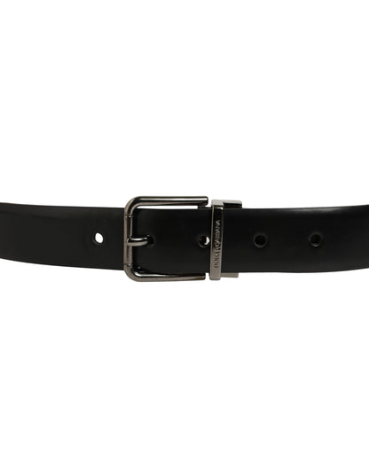Dolce & Gabbana Calf Leather Belt - Black Silver