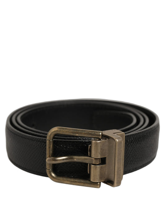 Belt by Dolce & Gabbana for men in calf leather black & gold features a artisanal-chic design, artfully capturing the essence of the Calf Leather Belt with a artisanal-chic finish.