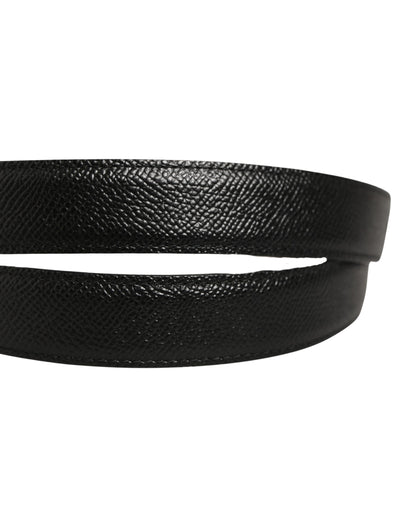 Dolce & Gabbana Men Black Calf Leather Gold Metal Buckle Belt