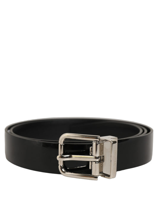Dolce & Gabbana Leather & Metal Belt - Black Silver