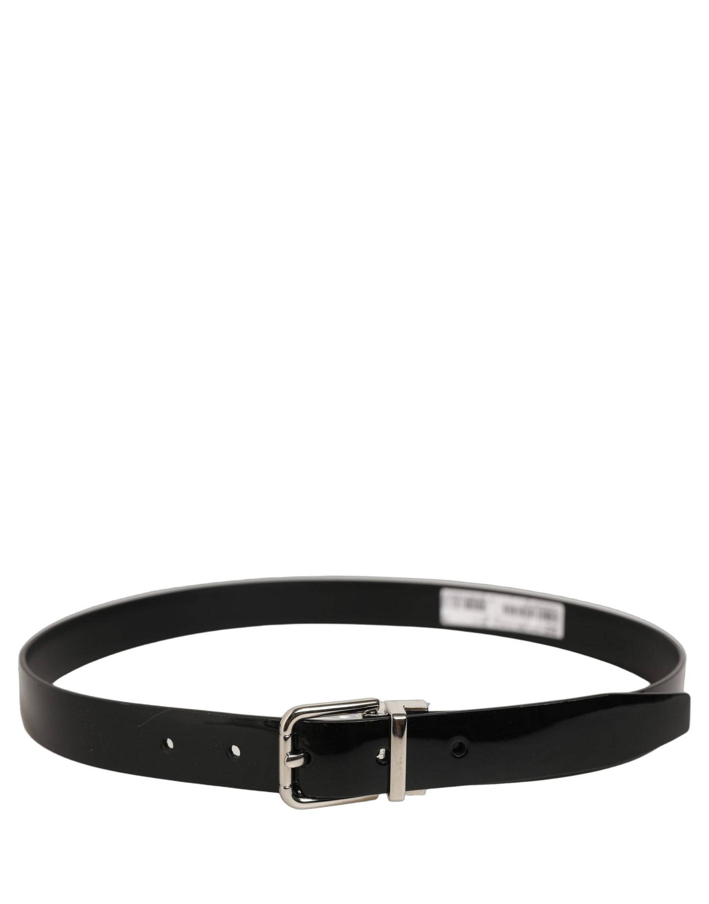 Dolce & Gabbana Black Classic Leather Silver Tone Buckle Belt