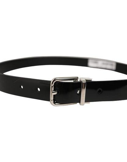 Dolce & Gabbana Leather & Metal Belt - Black Silver