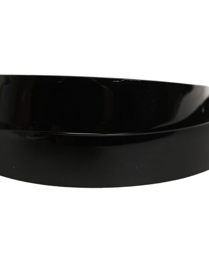 Dolce & Gabbana Black Classic Leather Silver Tone Buckle Belt