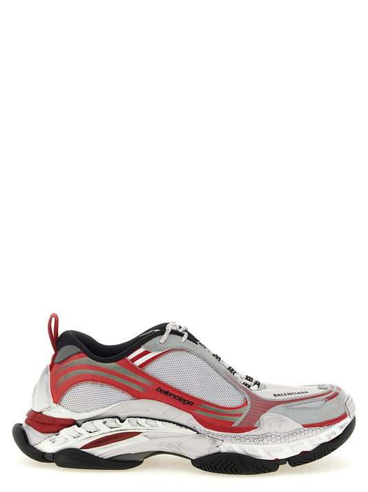 Athletic Sneakers by Balenciaga for men in polyethylene polyurethane & mesh gray, red & white presents a sleek silhouette, perfectly capturing the athletic style essence of Men's Athletic Polyethylene Polyurethane & Mesh Sneakers with its sleek design and premium finish.