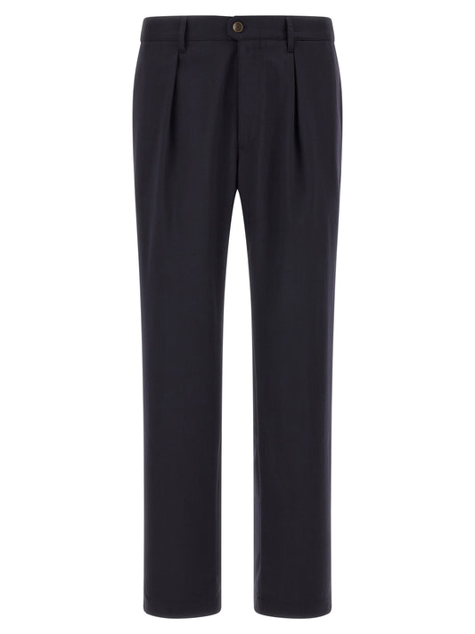 Trousers by Incotex for men in polyester & wool blue & signature features an on trend silhouette, showcasing a sophisticated with a long and for an on trend finish.