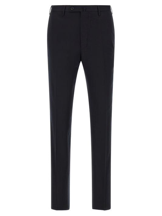 Trousers by Incotex for men in virgin wool blue features a artisanal silhouette, showcasing a sophisticated slim with a long and for a artisanal finish.