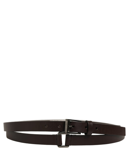 Dolce & Gabbana Brown Leather Double Wrap Metal Buckle Belt