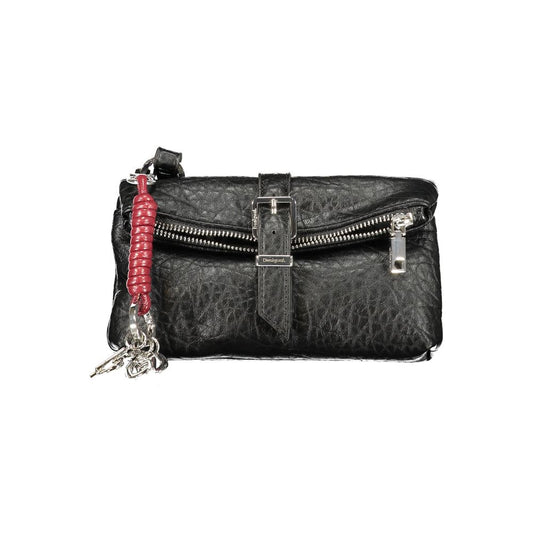 Micro Clutch Handbag by Desigual for women in polyurethane black presents a ornamental silhouette, showcasing a secure snap & zipper, ample external-pockets & cardholder, and versatile shoulder-strap & adjustable-strap for a ornamental finish.