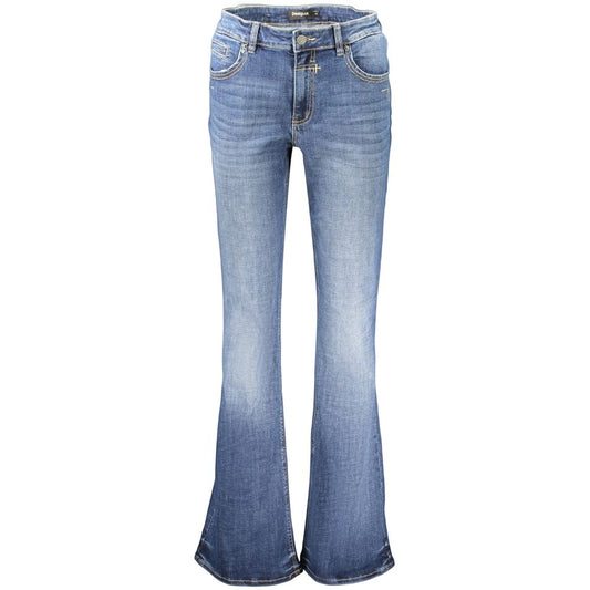 Jeans by Desigual for women in stretch denim cotton blue presents a refined pantology silhouette, artfully defined by a refined pantology flared & regular-fit, long, and a sophisticated .