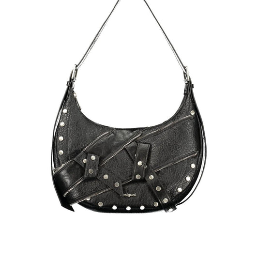 Handbag by Desigual for women in polyurethane black features a signature silhouette, showcasing a secure zipper and signature internal-pockets with versatile shoulder-strap & adjustable-strap for a sophisticated look.