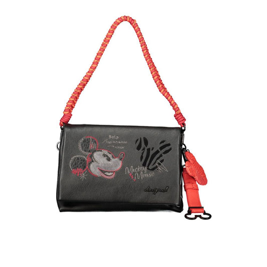 Handbag by Desigual for women in polyurethane black features a contemporary silhouette, showcasing a secure zipper & magnetic, ample built-in-compartments & cardholder, and contemporary shoulder-strap, adjustable-strap & handle for a sophisticated look.