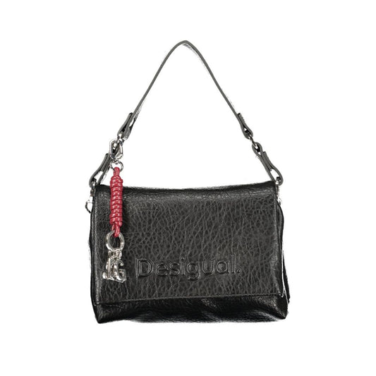 Handbag by Desigual for women in polyurethane black features an refined silhouette, showcasing a secure zipper & magnetic, ample built-in-compartments, and versatile shoulder-strap for a sophisticated refined aesthetic.