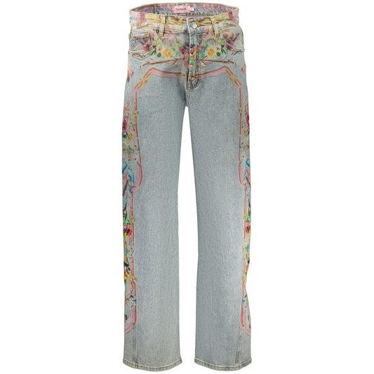 Jeans by Desigual for women in stretch denim cotton blue & print features an sartorial and long with a cut for a sartorial finish.