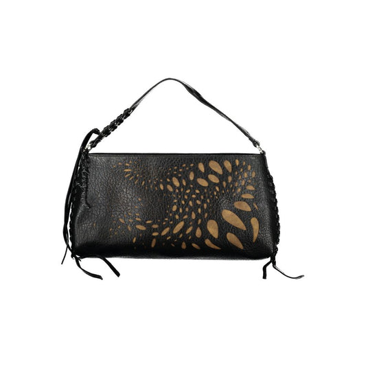 Mini Handbag by Desigual for women in polyurethane black presents a ornamental silhouette, showcasing a secure zipper, ample internal-pockets & cardholder, and versatile adjustable-strap & handle for a ornamental finish.