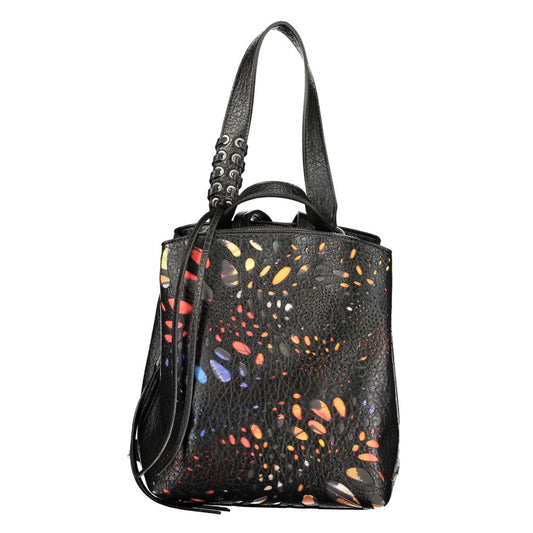Mini Backpack by Desigual for women in polyurethane black & print features an ultra-portable silhouette from the Polyurethane Mini Backpack range, with a secure snap & zipper, ample built-in-compartments, external-pockets, internal-pockets & cardholder, and versatile backpack-strap, adjustable-strap & handle.