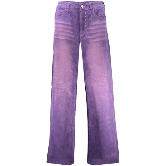 Jeans by Desigual for women in stretch denim cotton purple presents a tailored silhouette, showcasing a tailored wide and long cut with a refined for a truly tailored aesthetic.