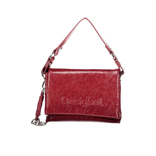 Handbag by Desigual for women in polyurethane red features an refined silhouette, showcasing a secure zipper, ample built-in-compartments, internal-pockets & cardholder, and versatile adjustable-strap & handle for a sophisticated refined aesthetic.