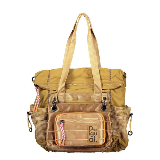 Backpack-Belt Handbag by Desigual for women in polyamide beige presents a ornamental silhouette, showcasing a secure , ample external-pockets & internal-pockets, and versatile backpack-strap, adjustable-strap, belt-strap & handle for a ornamental finish.
