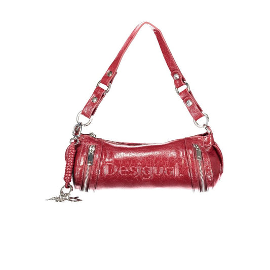 Handbag by Desigual for women in polyurethane red & print features a signature silhouette, showcasing a secure zipper and signature cardholder with versatile shoulder-strap, adjustable-strap, detachable-strap & handle for a sophisticated look.